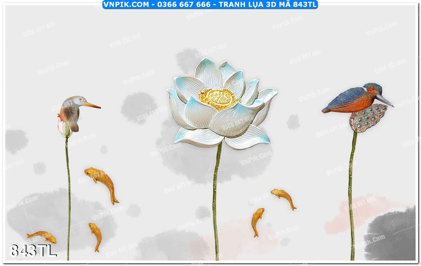 Tranh lụa 3D – Tranh trang trí dán tường 843TL