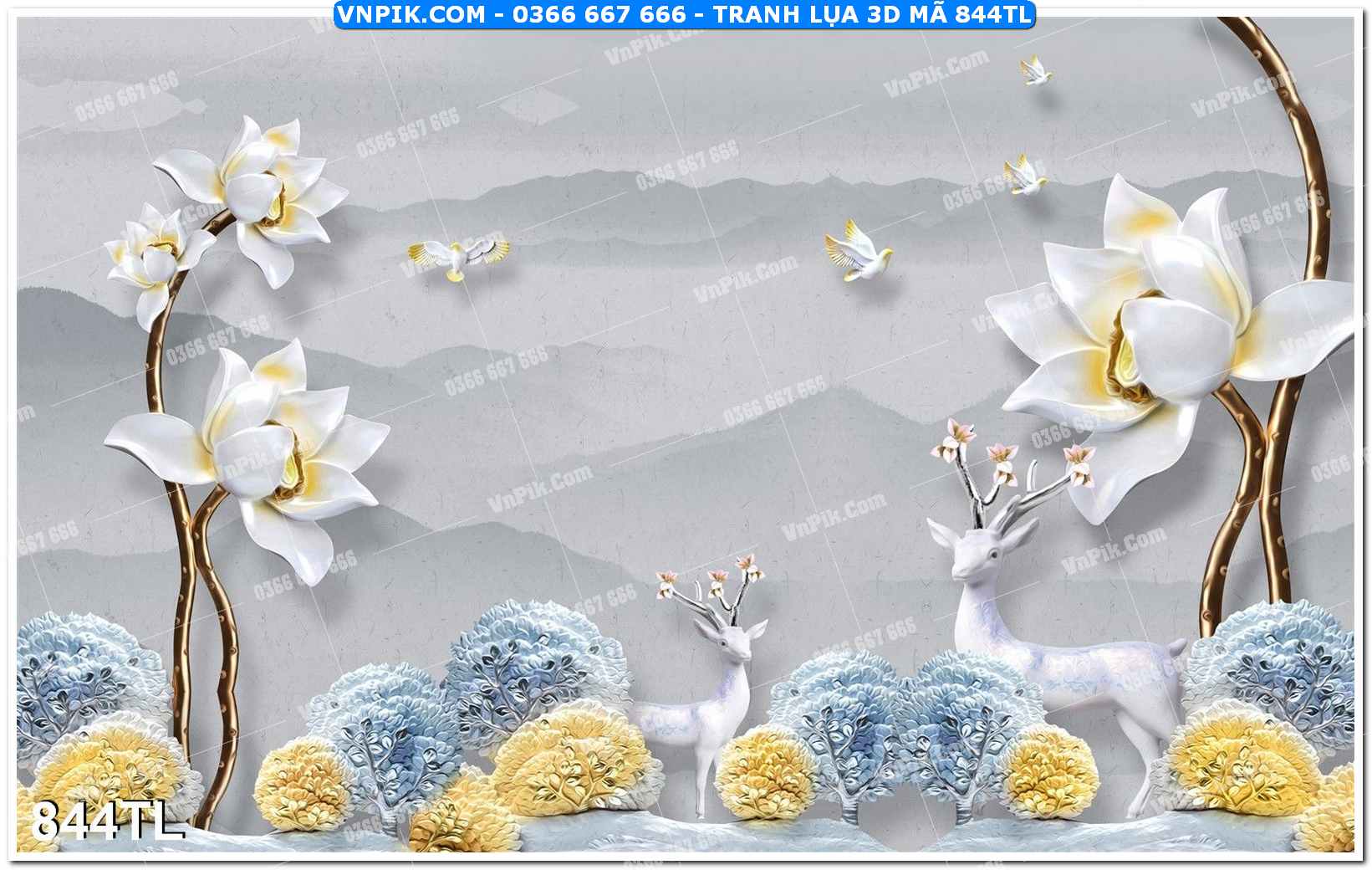 Tranh lụa 3D – Tranh trang trí dán tường 844TL