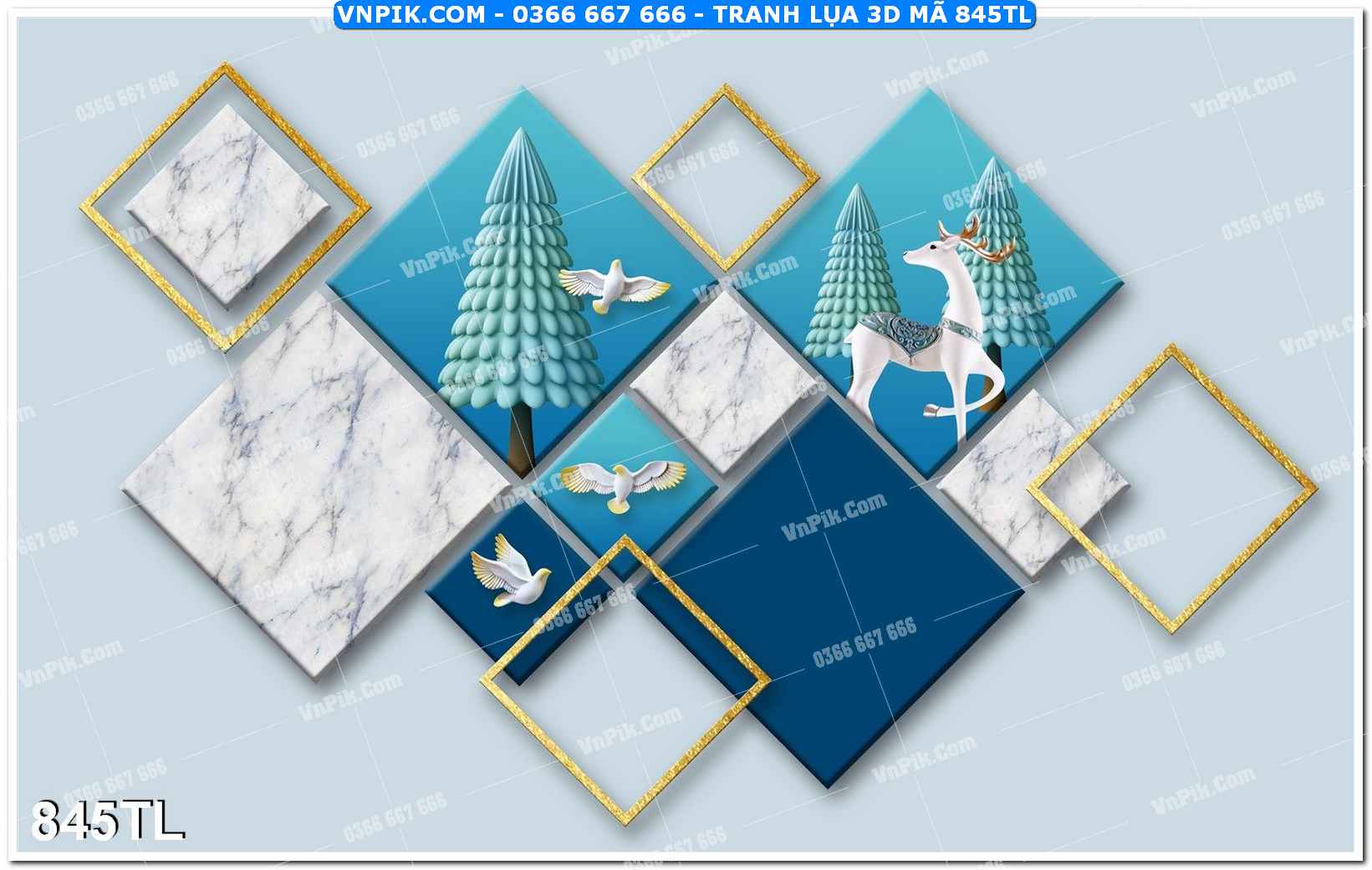 Tranh lụa 3D – Tranh trang trí dán tường 845TL