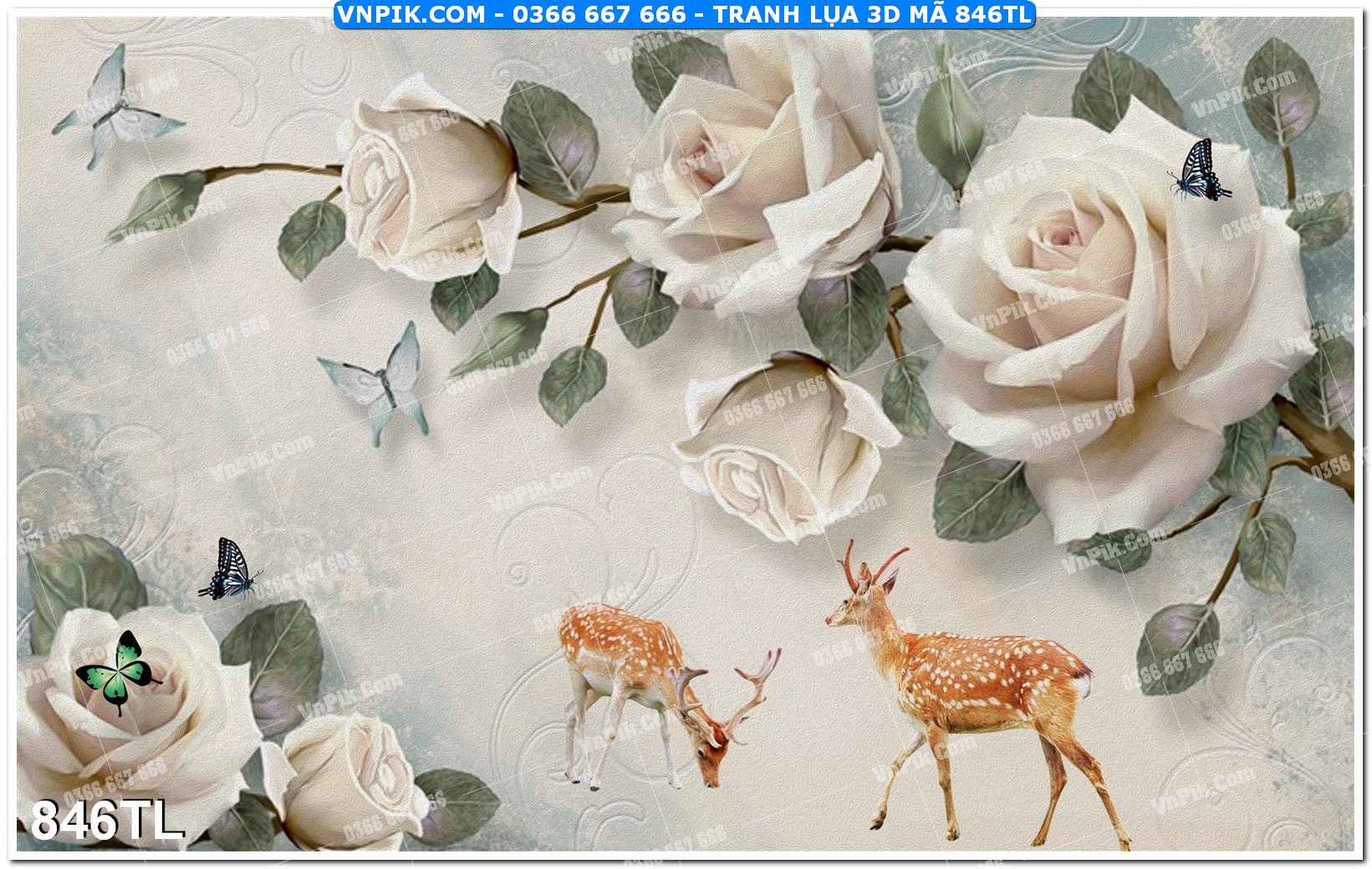 Tranh lụa 3D – Tranh trang trí dán tường 846TL