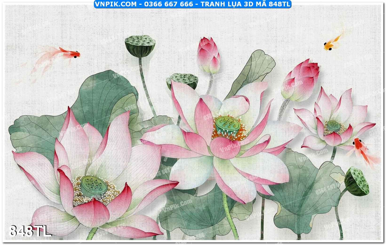 Tranh lụa 3D – Tranh trang trí dán tường 848TL