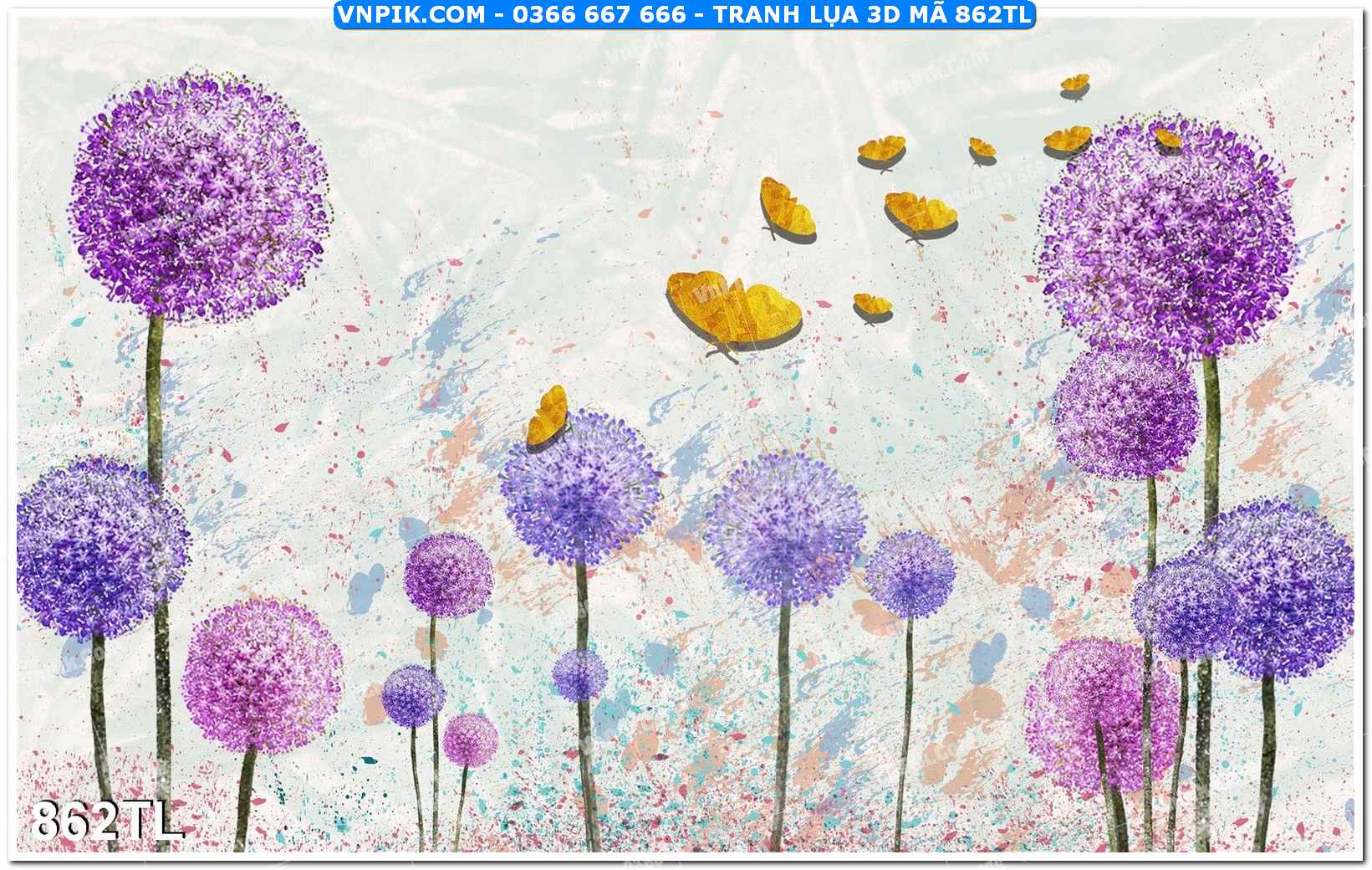 Tranh lụa 3D – Tranh trang trí dán tường 862TL