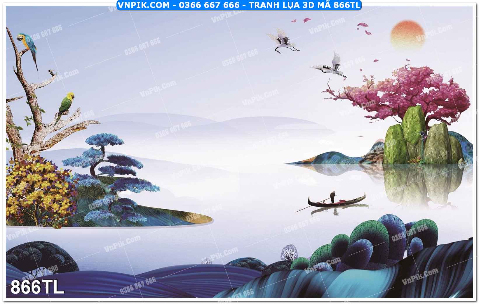 Tranh lụa 3D – Tranh trang trí dán tường 866TL