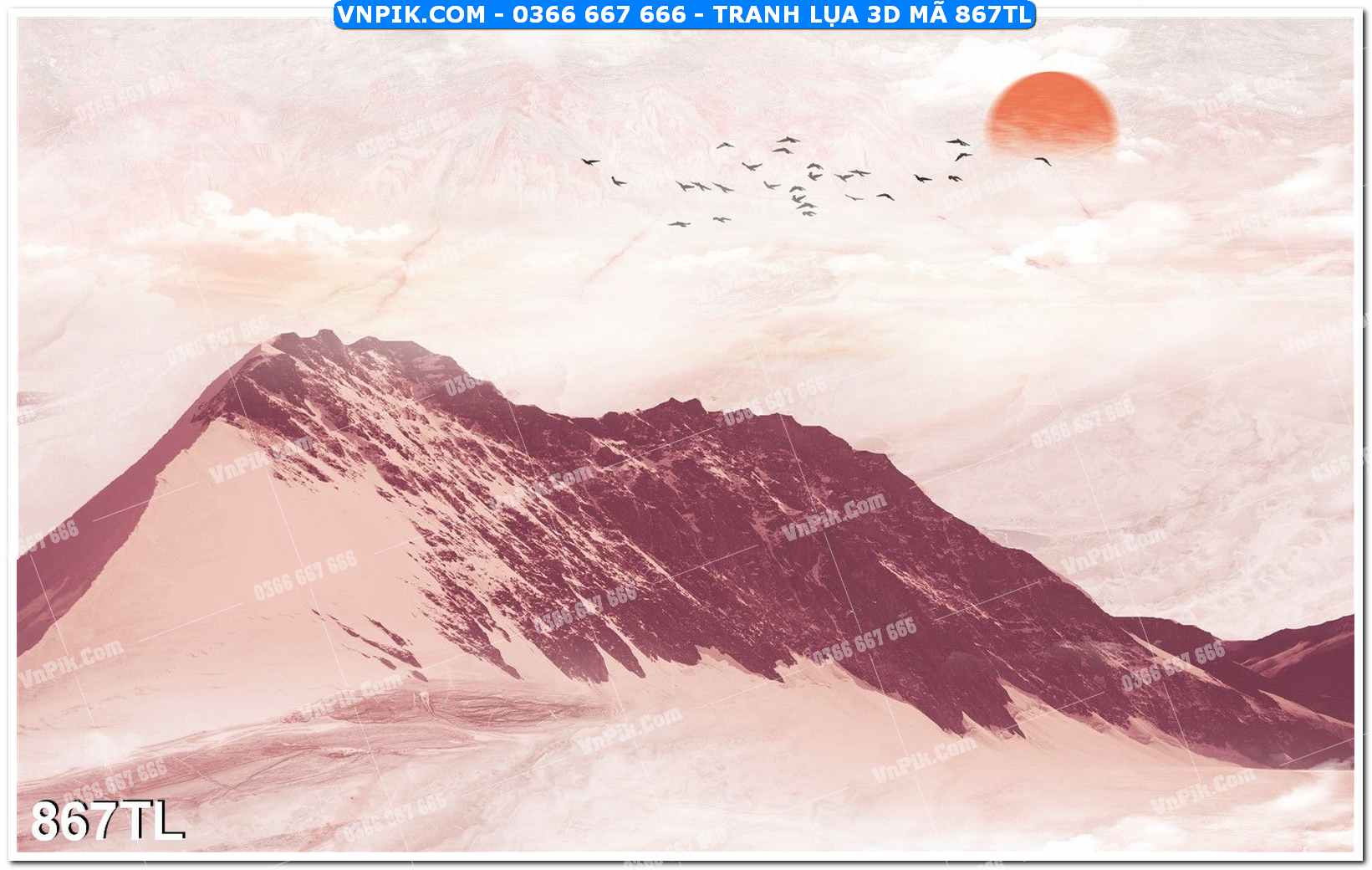 Tranh lụa 3D – Tranh trang trí dán tường 867TL