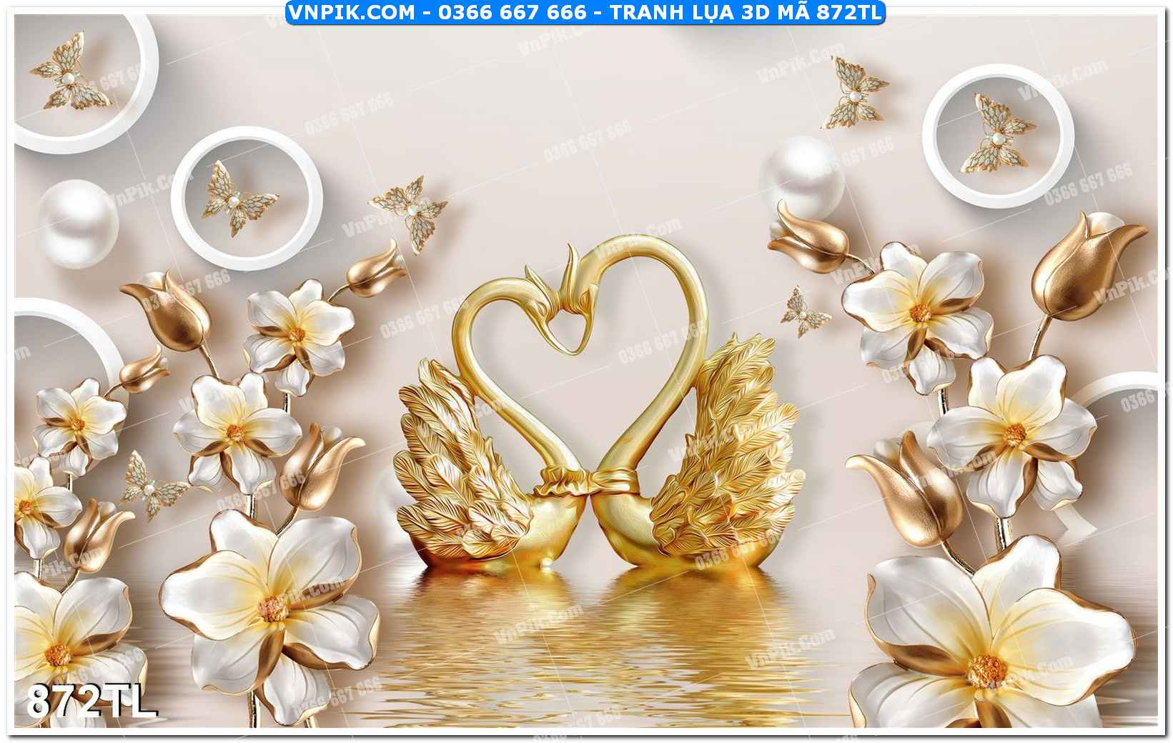 Tranh lụa 3D – Tranh trang trí dán tường 872TL