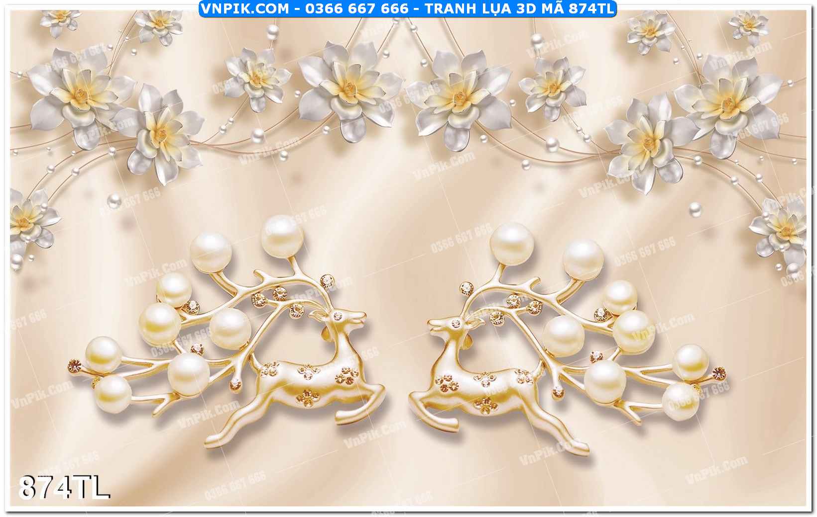 Tranh lụa 3D – Tranh trang trí dán tường 874TL