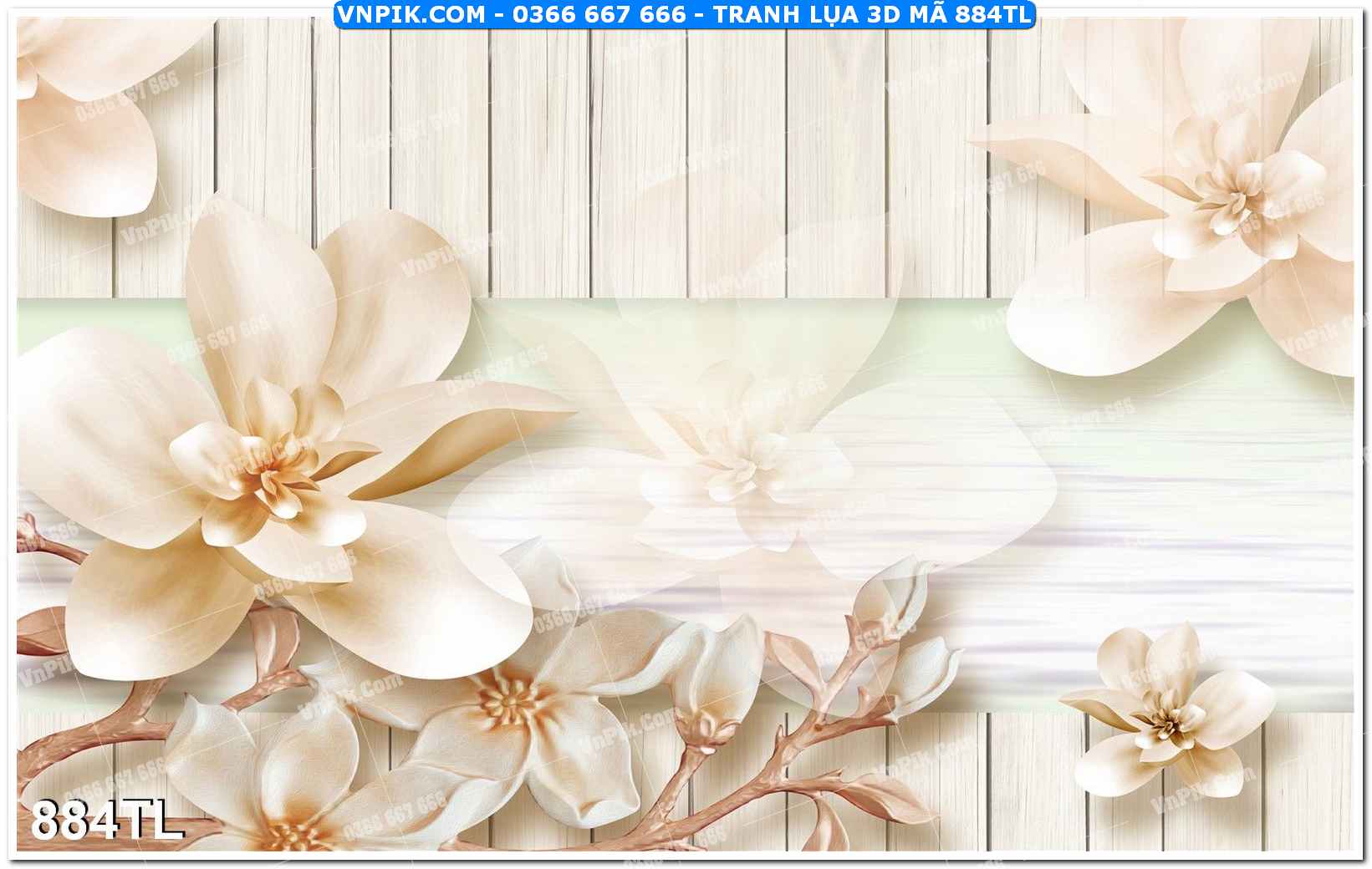 Tranh lụa 3D – Tranh trang trí dán tường 884TL