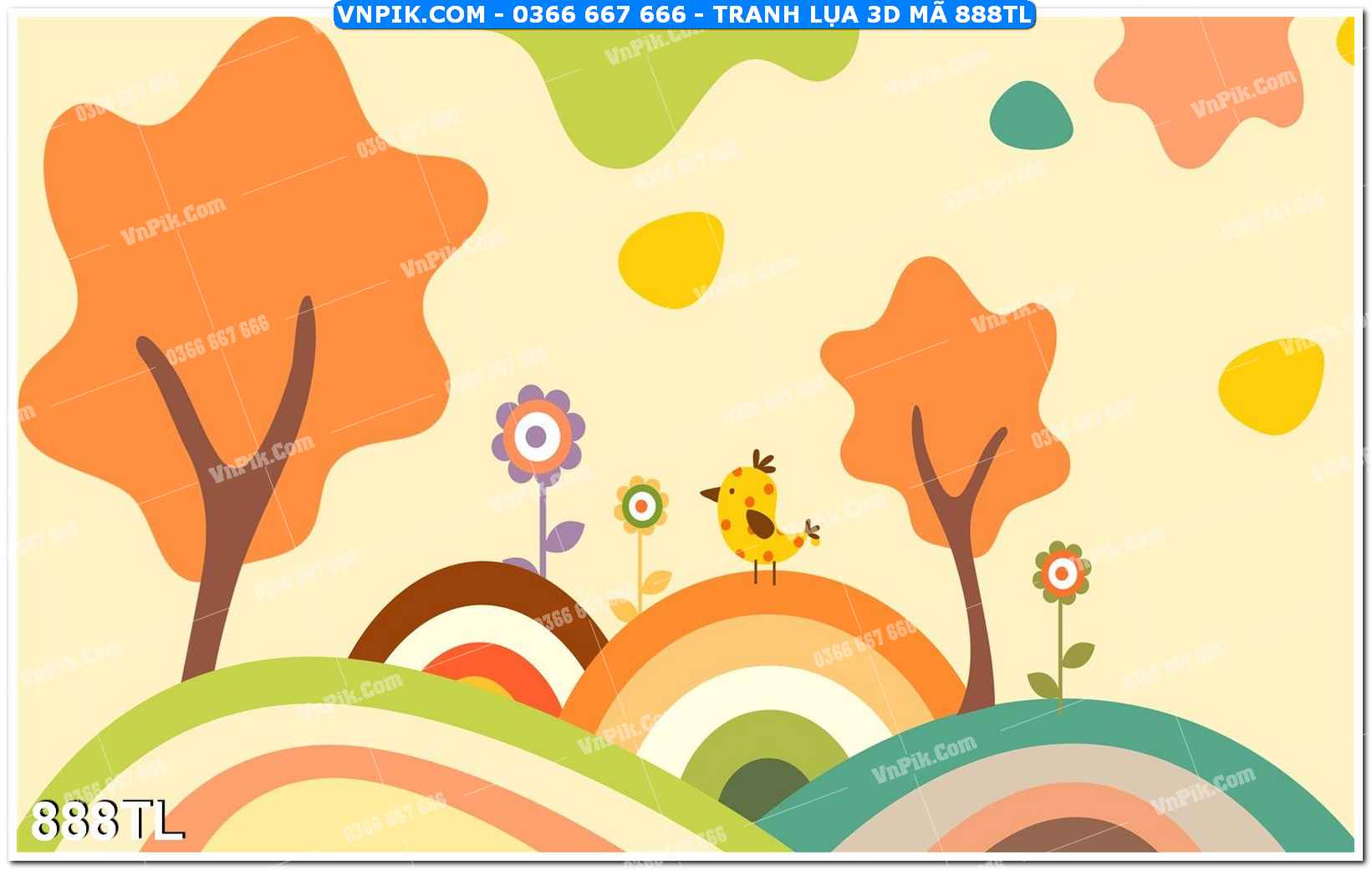 Tranh lụa 3D – Tranh trang trí dán tường 888TL