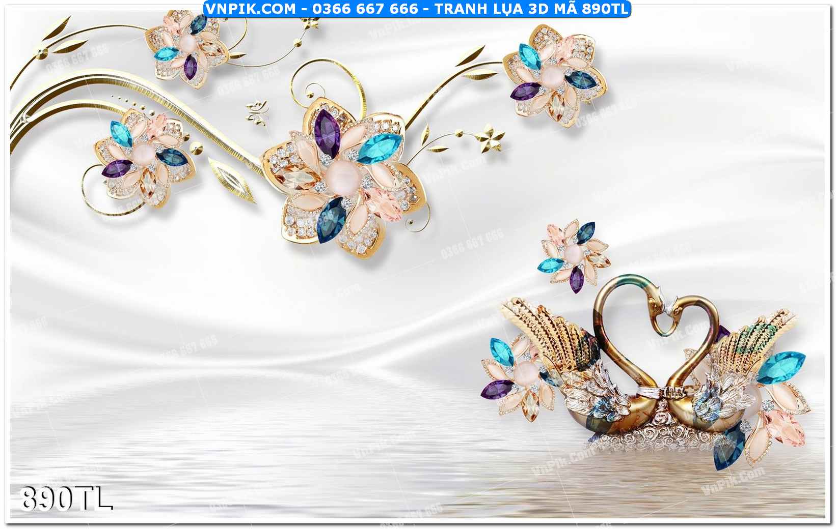 Tranh lụa 3D – Tranh trang trí dán tường 890TL