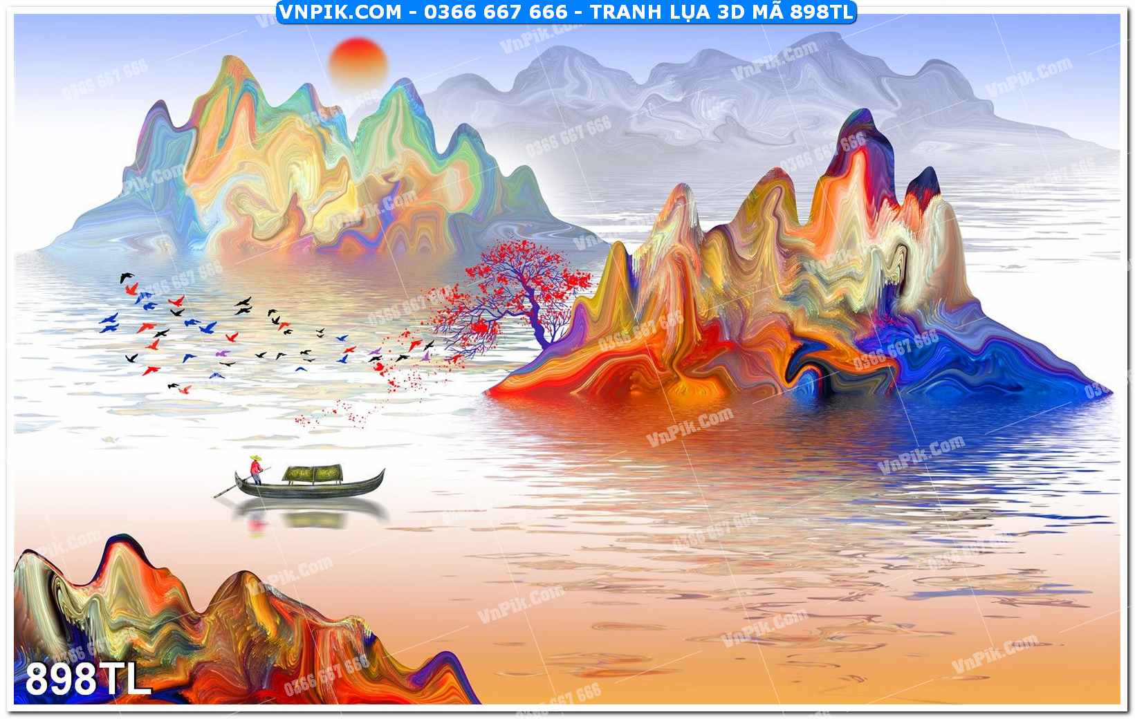Tranh lụa 3D – Tranh trang trí dán tường 898TL