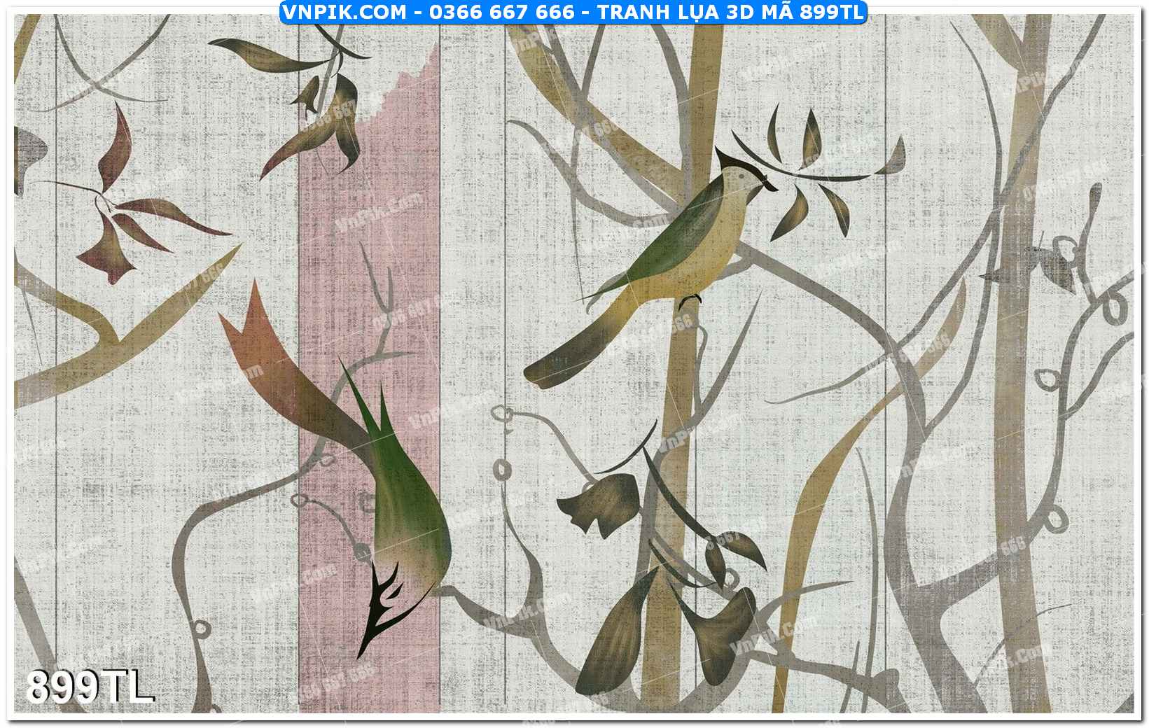 Tranh lụa 3D – Tranh trang trí dán tường 899TL