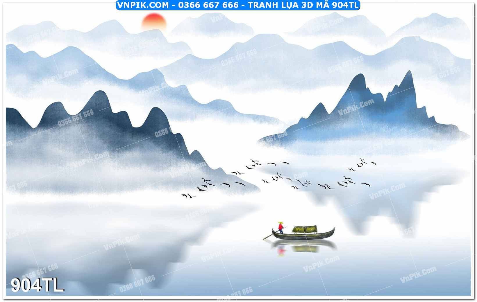 Tranh lụa 3D – Tranh trang trí dán tường 904TL