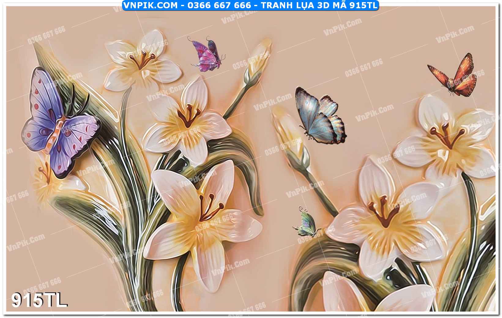 Tranh lụa 3D – Tranh trang trí dán tường 915TL