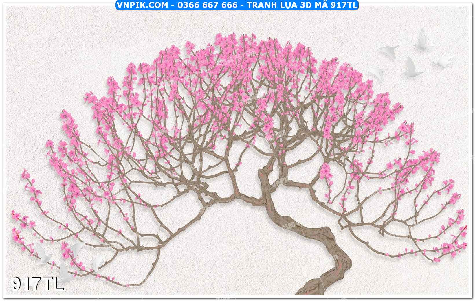 Tranh lụa 3D – Tranh trang trí dán tường 917TL