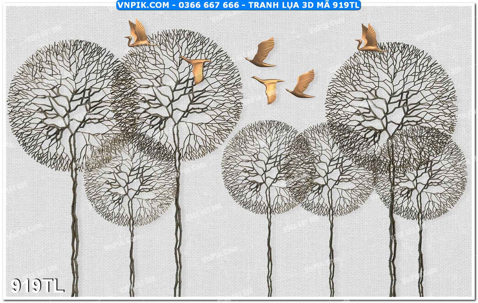 Tranh lụa 3D – Tranh trang trí dán tường 919TL