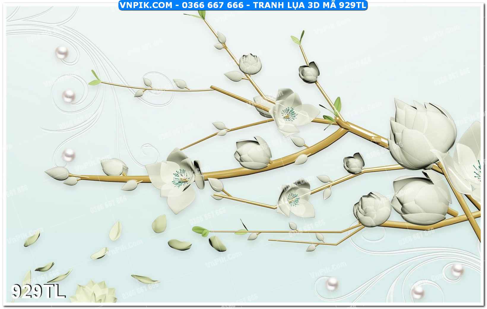 Tranh lụa 3D – Tranh trang trí dán tường 929TL