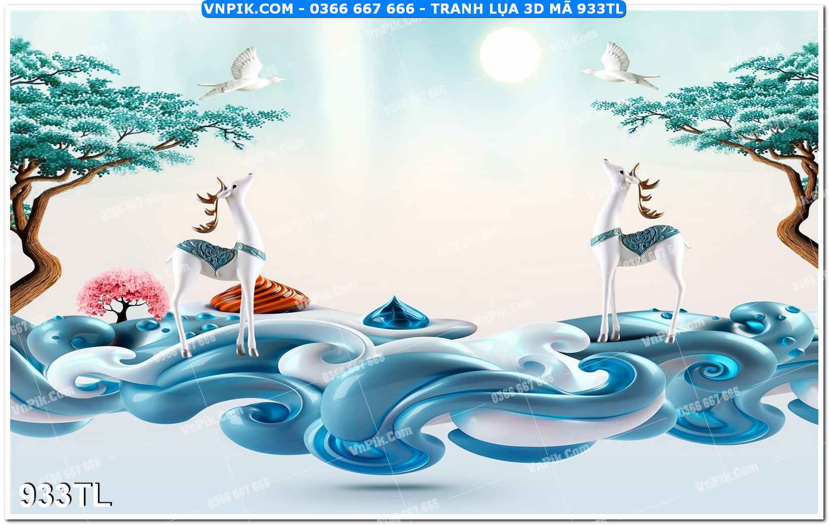 Tranh lụa 3D – Tranh trang trí dán tường 933TL