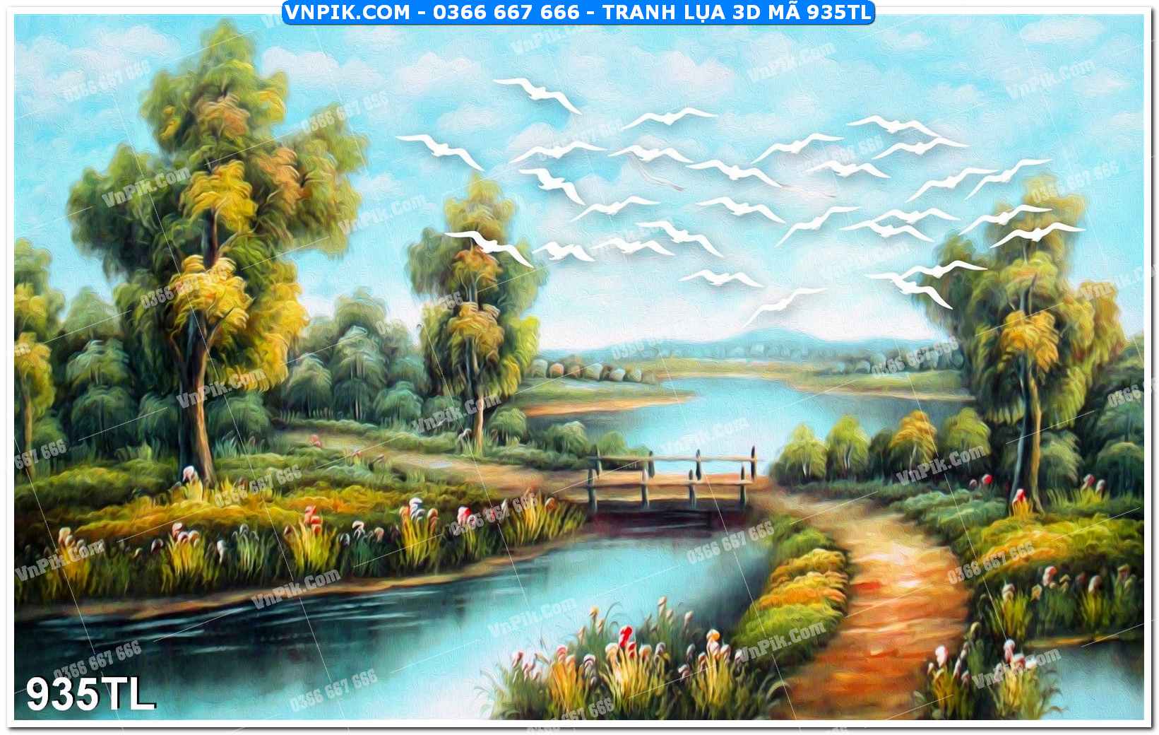 Tranh lụa 3D – Tranh trang trí dán tường 935TL