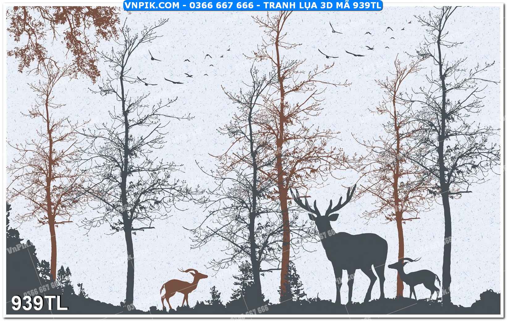 Tranh lụa 3D – Tranh trang trí dán tường 939TL