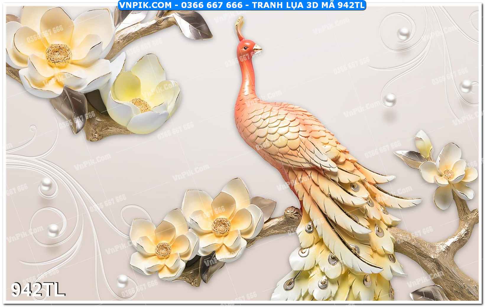 Tranh lụa 3D – Tranh trang trí dán tường 942TL