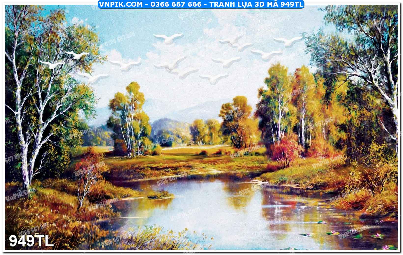 Tranh lụa 3D – Tranh trang trí dán tường 949TL