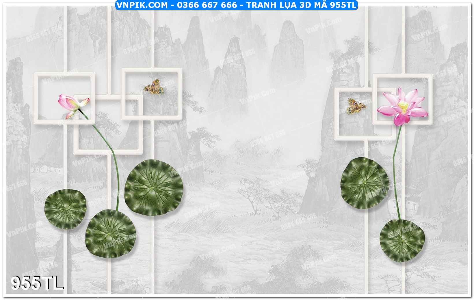 Tranh lụa 3D – Tranh trang trí dán tường 955TL