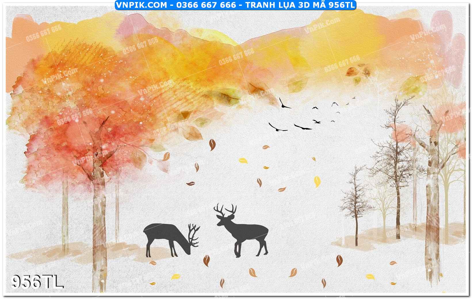 Tranh lụa 3D – Tranh trang trí dán tường 956TL