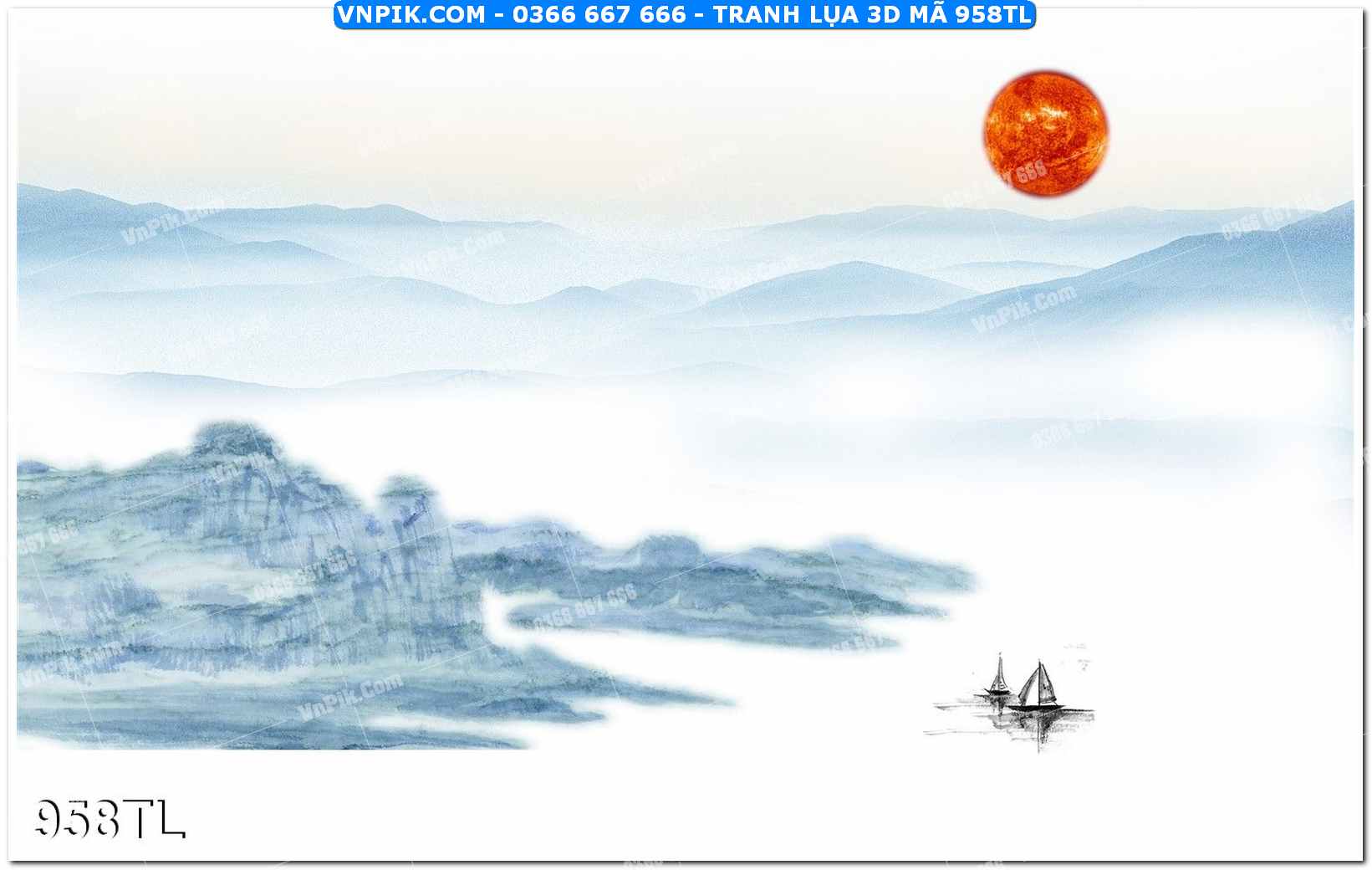 Tranh lụa 3D – Tranh trang trí dán tường 958TL