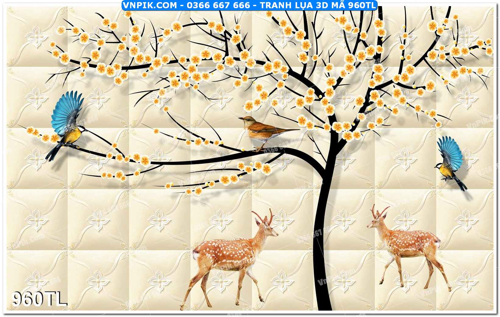 Tranh lụa 3D – Tranh trang trí dán tường 960TL