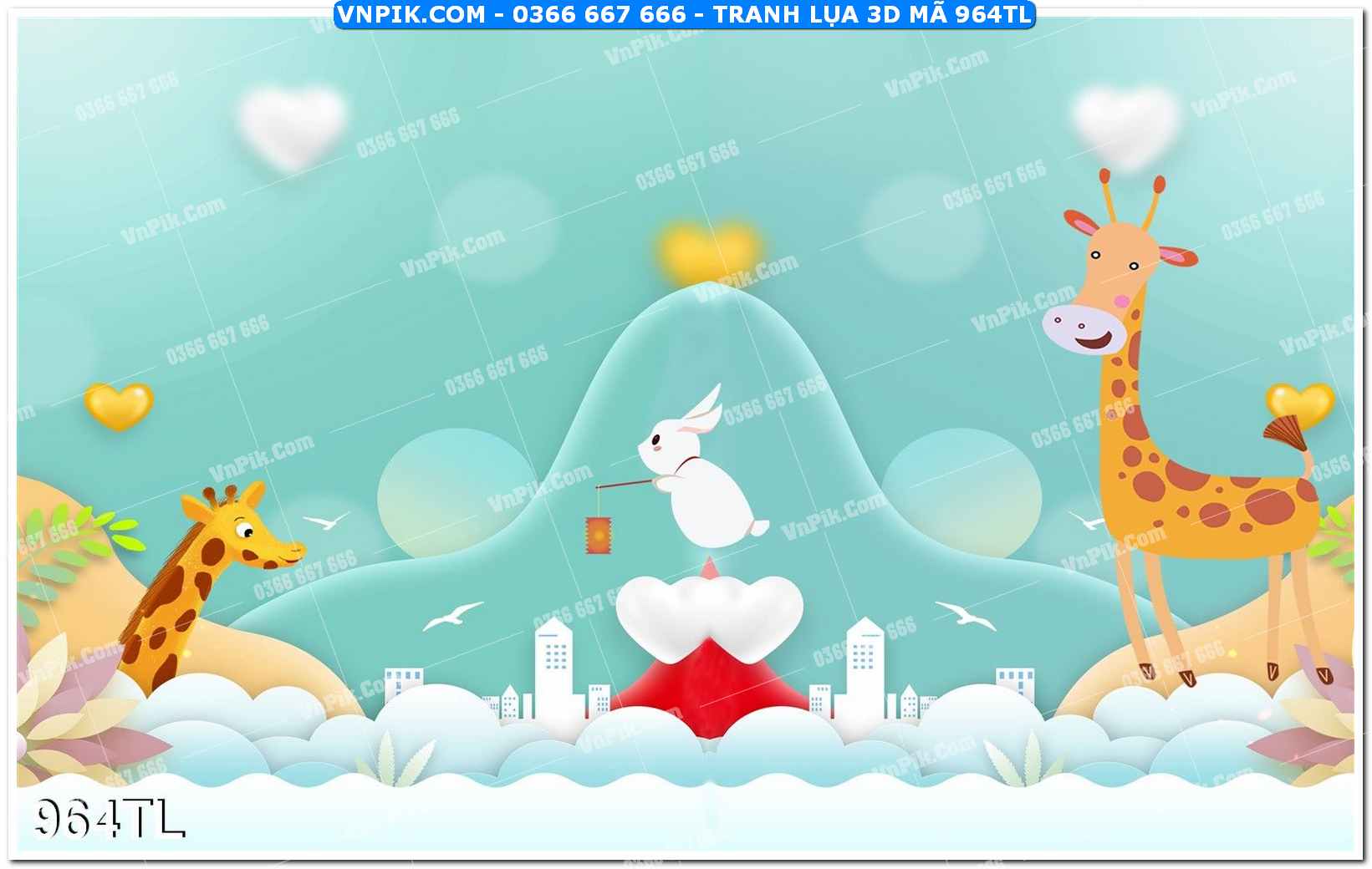 Tranh lụa 3D – Tranh trang trí dán tường 964TL