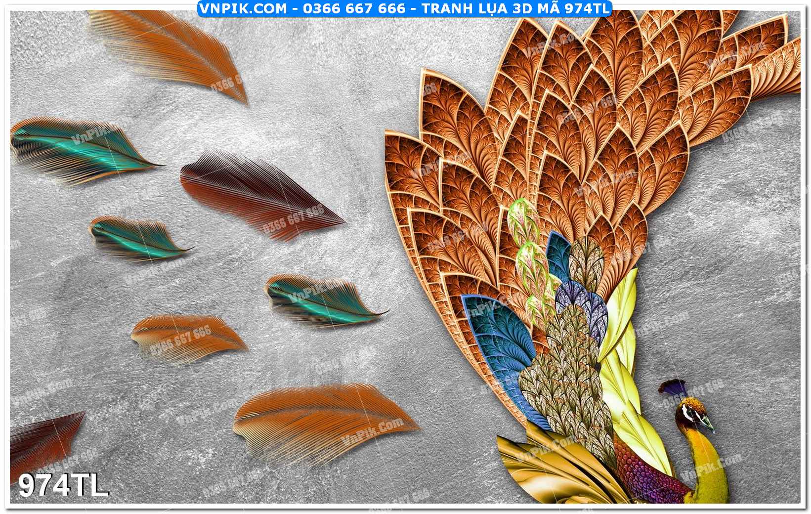 Tranh lụa 3D – Tranh trang trí dán tường 974TL