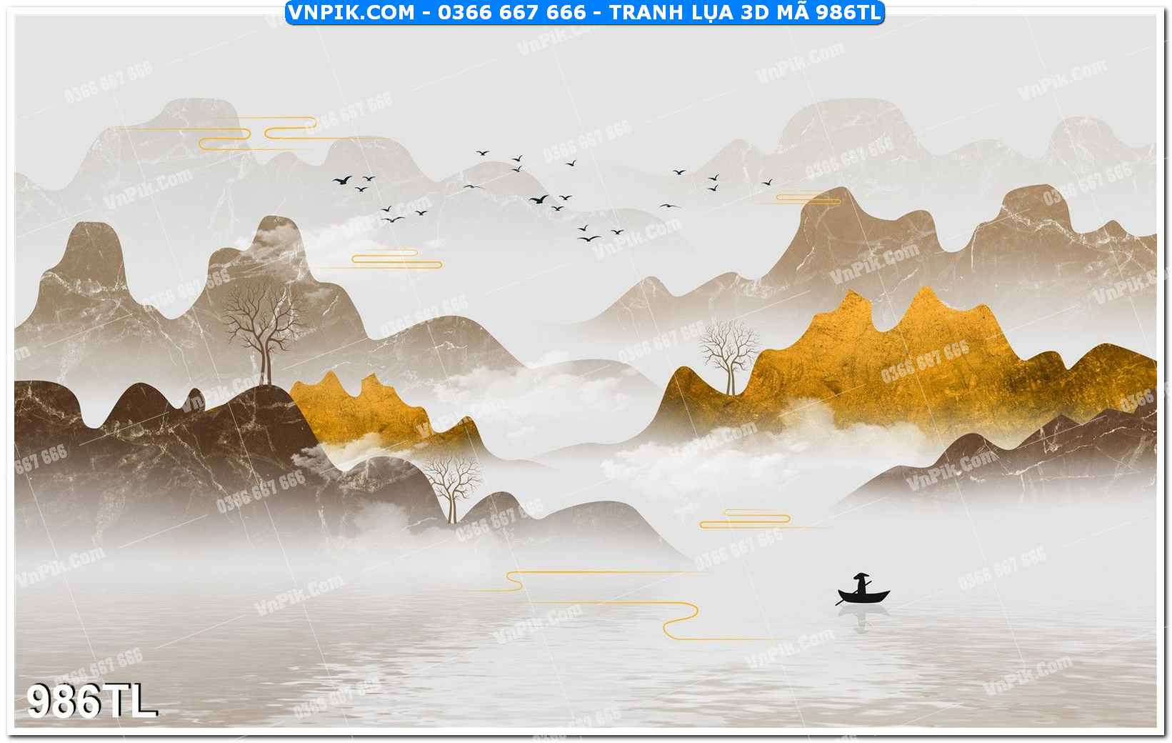 Tranh lụa 3D – Tranh trang trí dán tường 986TL