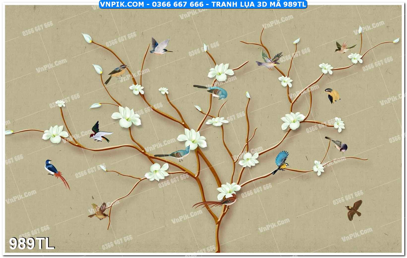 Tranh lụa 3D – Tranh trang trí dán tường 989TL