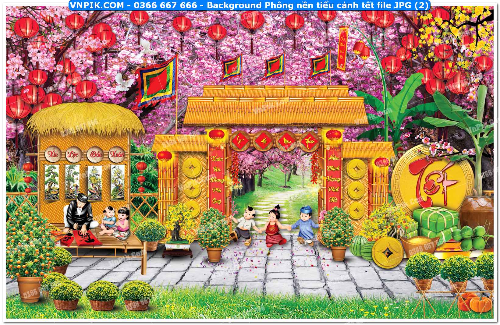 Background Phông nền tiểu cảnh tết file JPG (2)