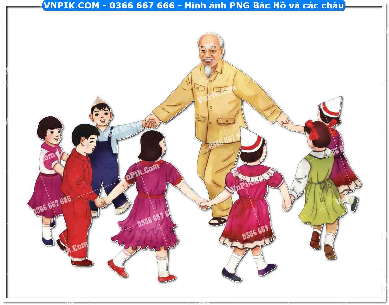 Hình ảnh PNG Bác Hồ và các cháu