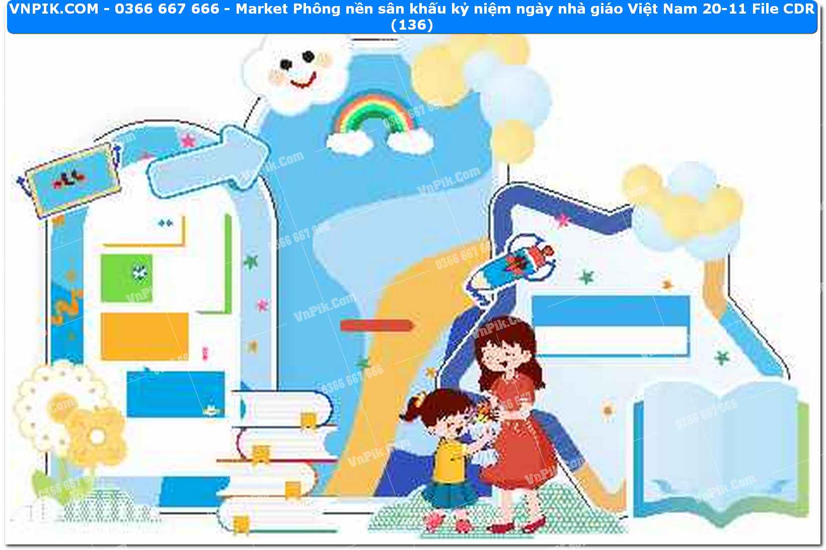 Market Phông nền sân khấu kỷ niệm ngày nhà giáo Việt Nam 20-11 File CDR (136)