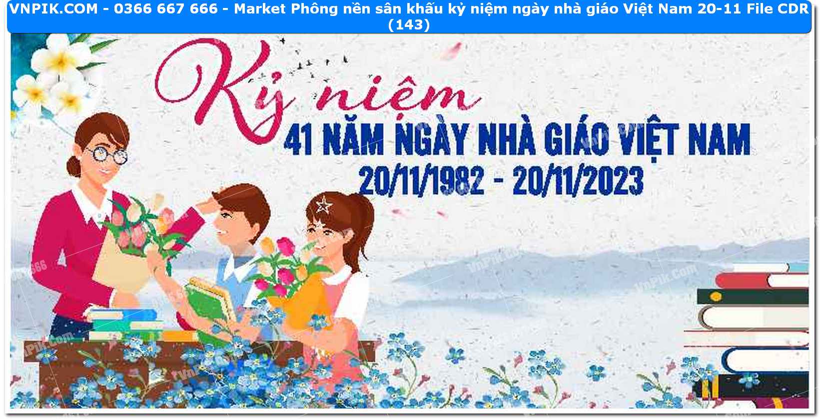 Market Phông nền sân khấu kỷ niệm ngày nhà giáo Việt Nam 20-11 File CDR (143)