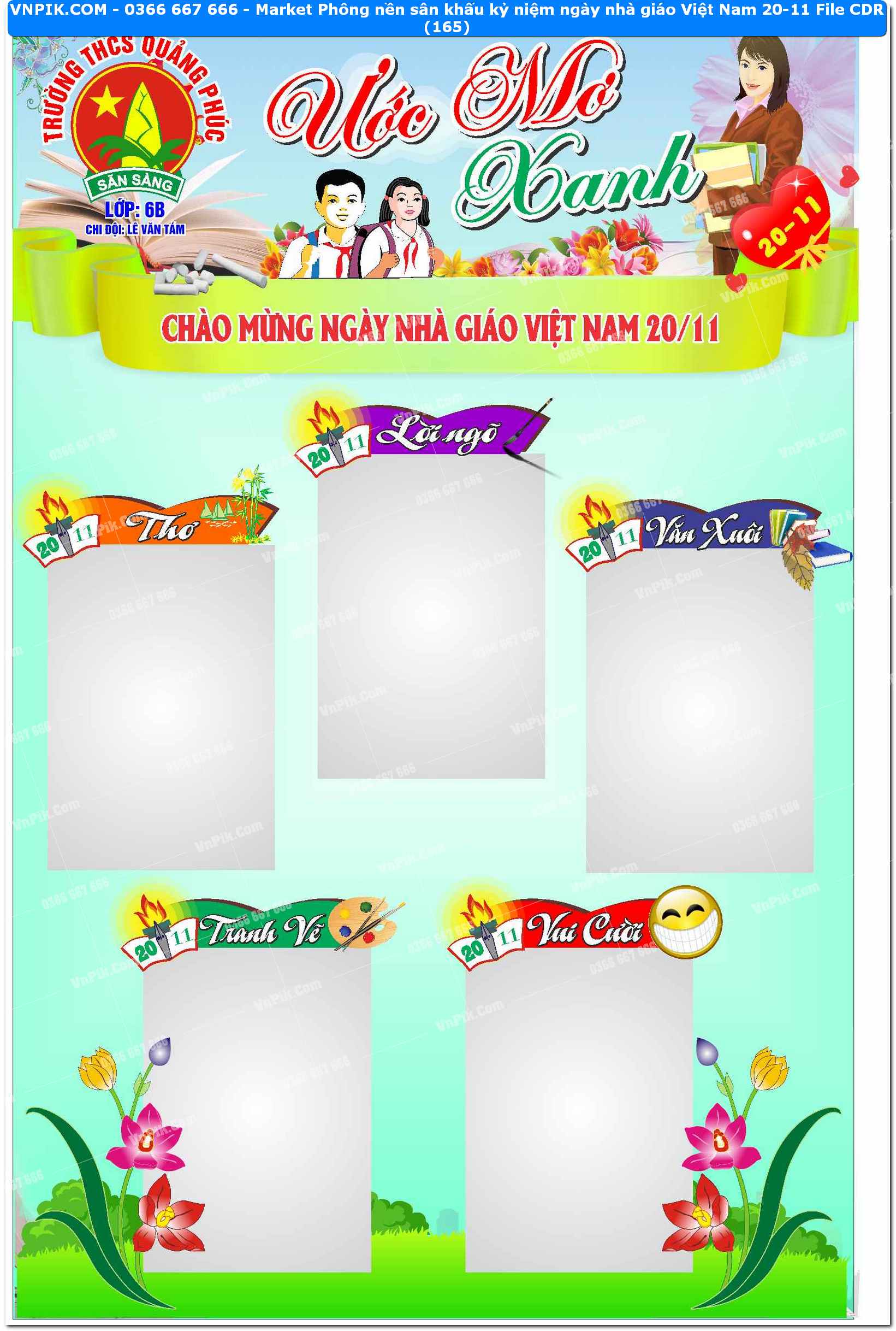 Market Phông nền sân khấu kỷ niệm ngày nhà giáo Việt Nam 20-11 File CDR (165)