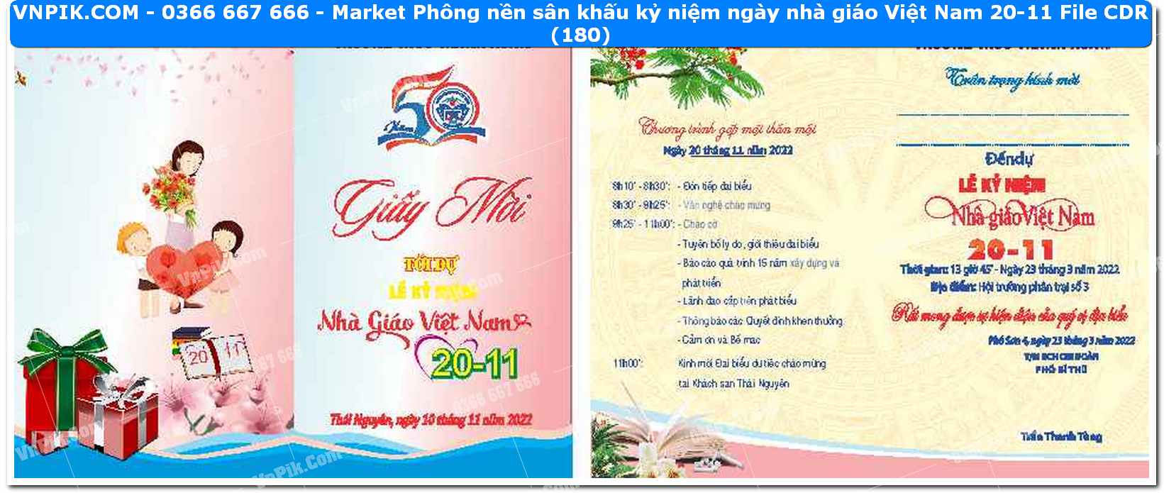 Market Phông nền sân khấu kỷ niệm ngày nhà giáo Việt Nam 20-11 File CDR (180)