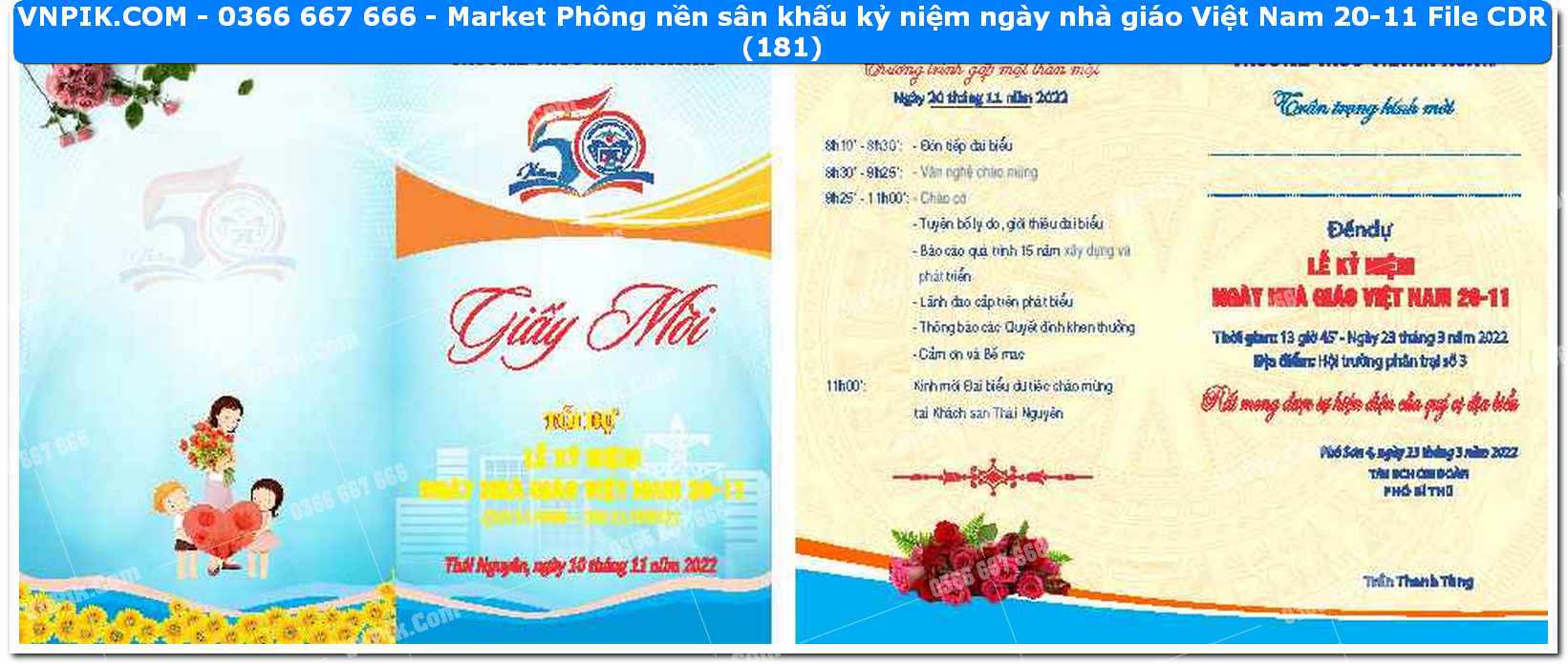 Market Phông nền sân khấu kỷ niệm ngày nhà giáo Việt Nam 20-11 File CDR (181)