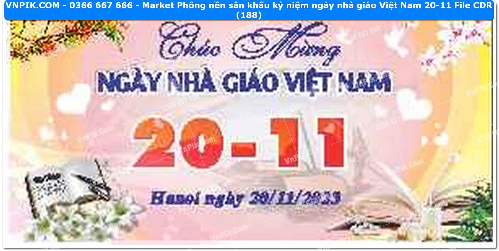 Market Phông nền sân khấu kỷ niệm ngày nhà giáo Việt Nam 20-11 File CDR (188)