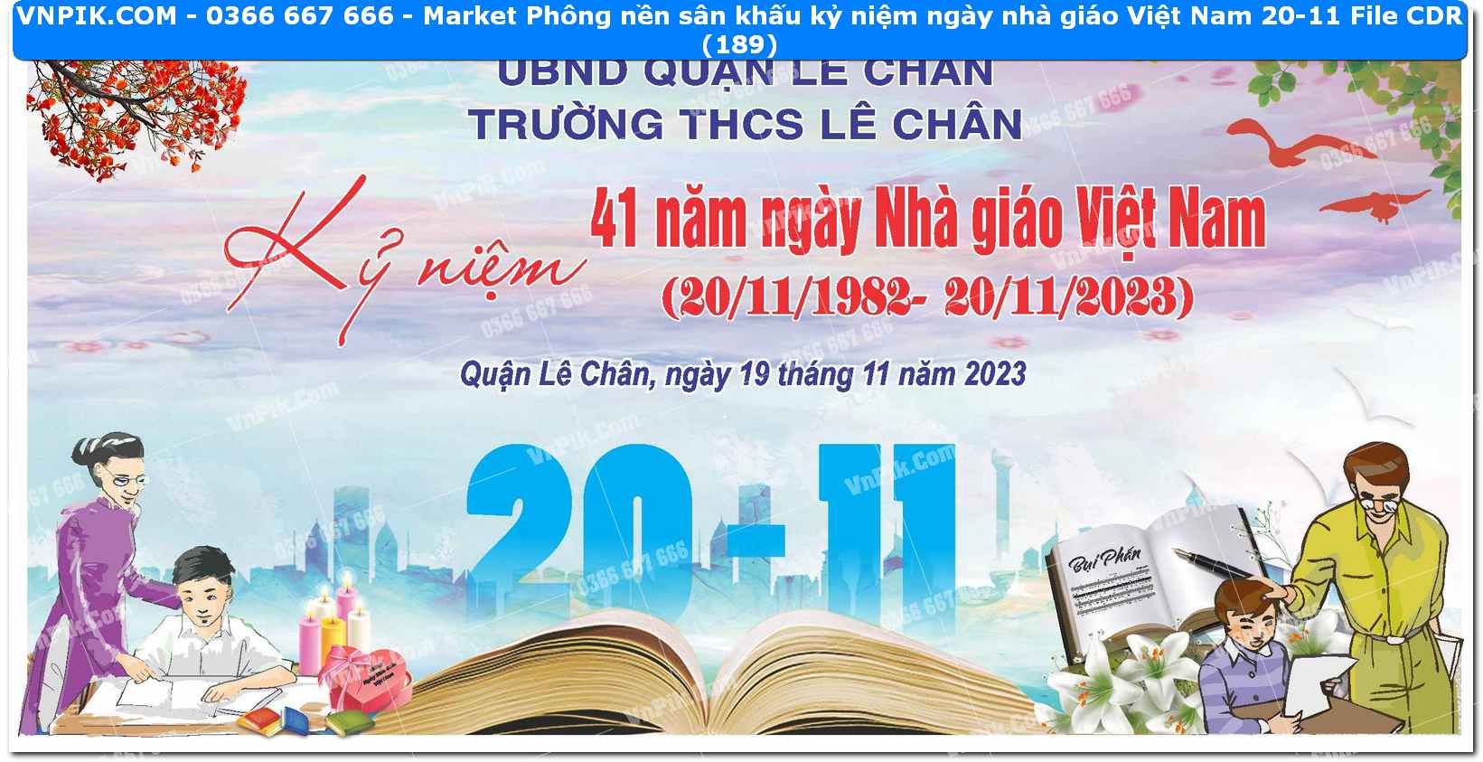 Market Phông nền sân khấu kỷ niệm ngày nhà giáo Việt Nam 20-11 File CDR (189)