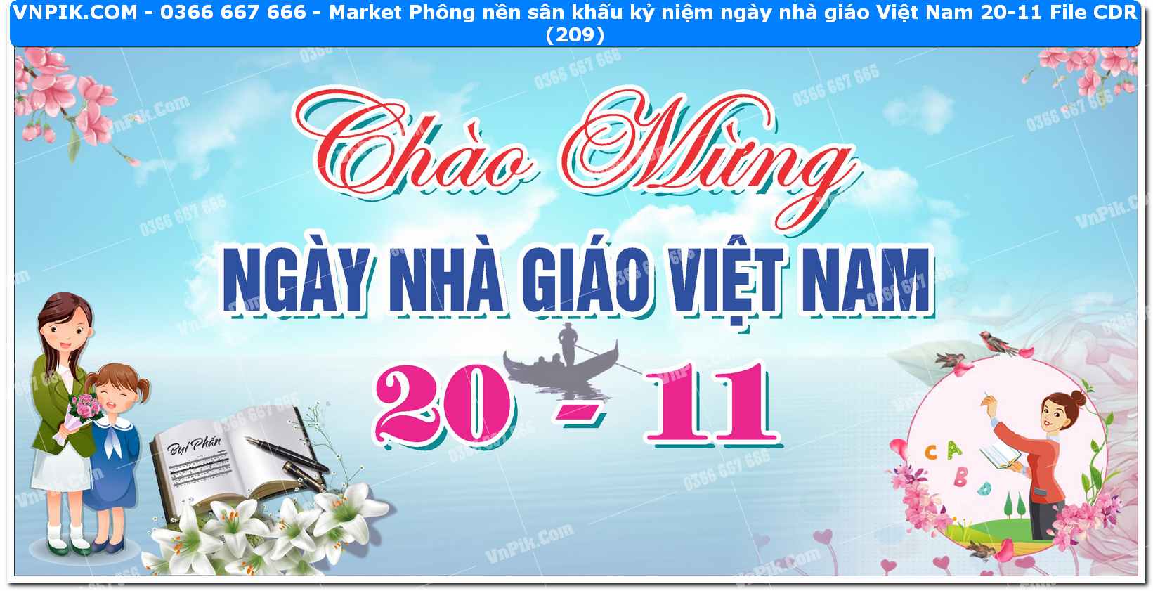 Market Phông nền sân khấu kỷ niệm ngày nhà giáo Việt Nam 20-11 File CDR (209)
