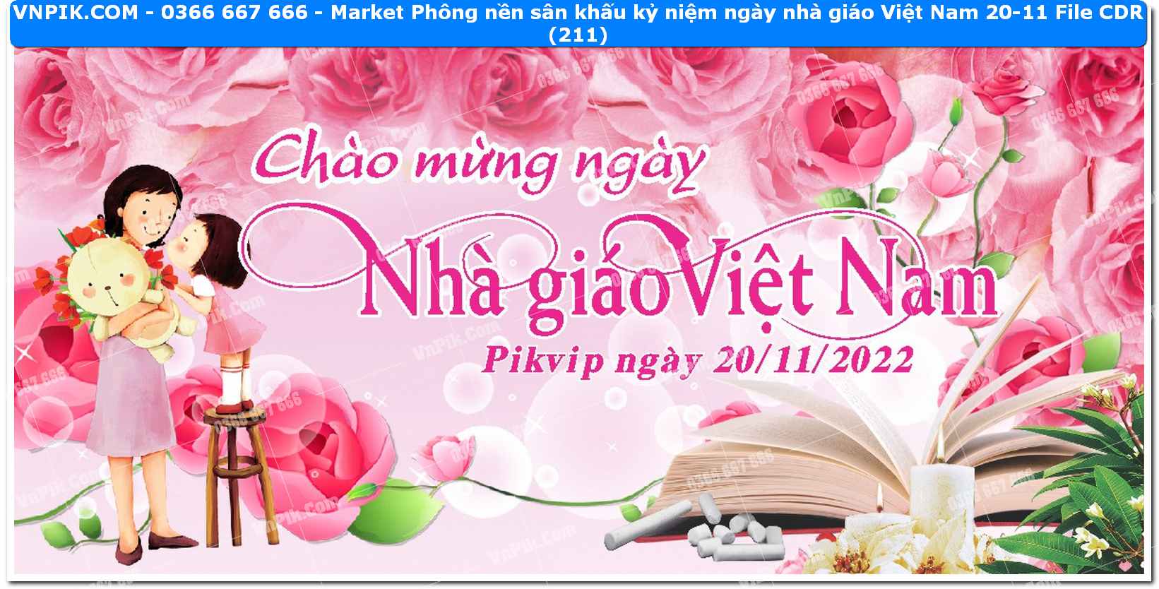 Market Phông nền sân khấu kỷ niệm ngày nhà giáo Việt Nam 20-11 File CDR (211)