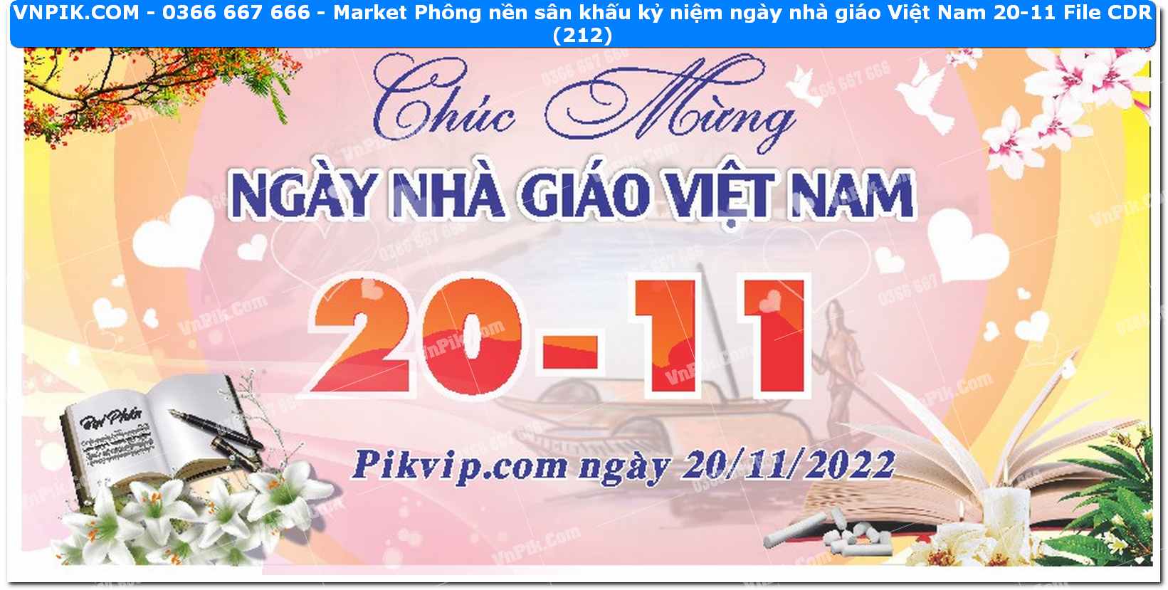 Market Phông nền sân khấu kỷ niệm ngày nhà giáo Việt Nam 20-11 File CDR (212)