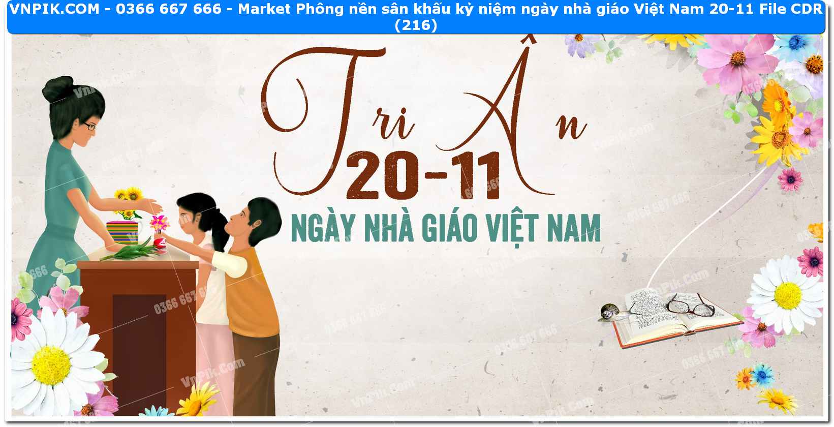 Market Phông nền sân khấu kỷ niệm ngày nhà giáo Việt Nam 20-11 File CDR (216)