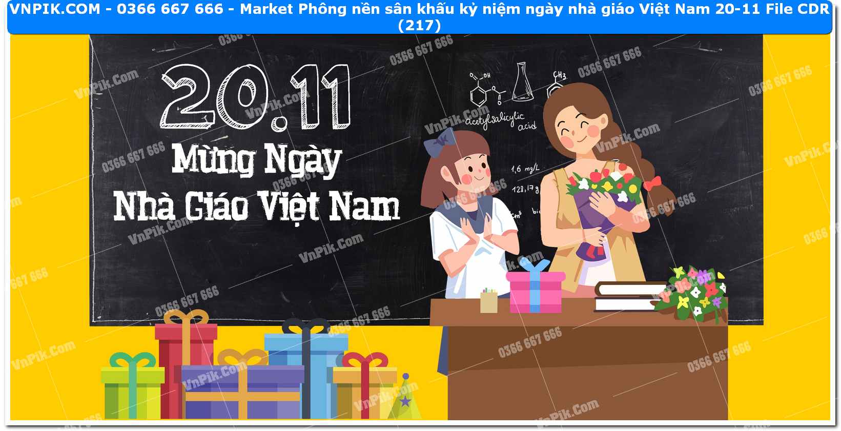 Market Phông nền sân khấu kỷ niệm ngày nhà giáo Việt Nam 20-11 File CDR (217)