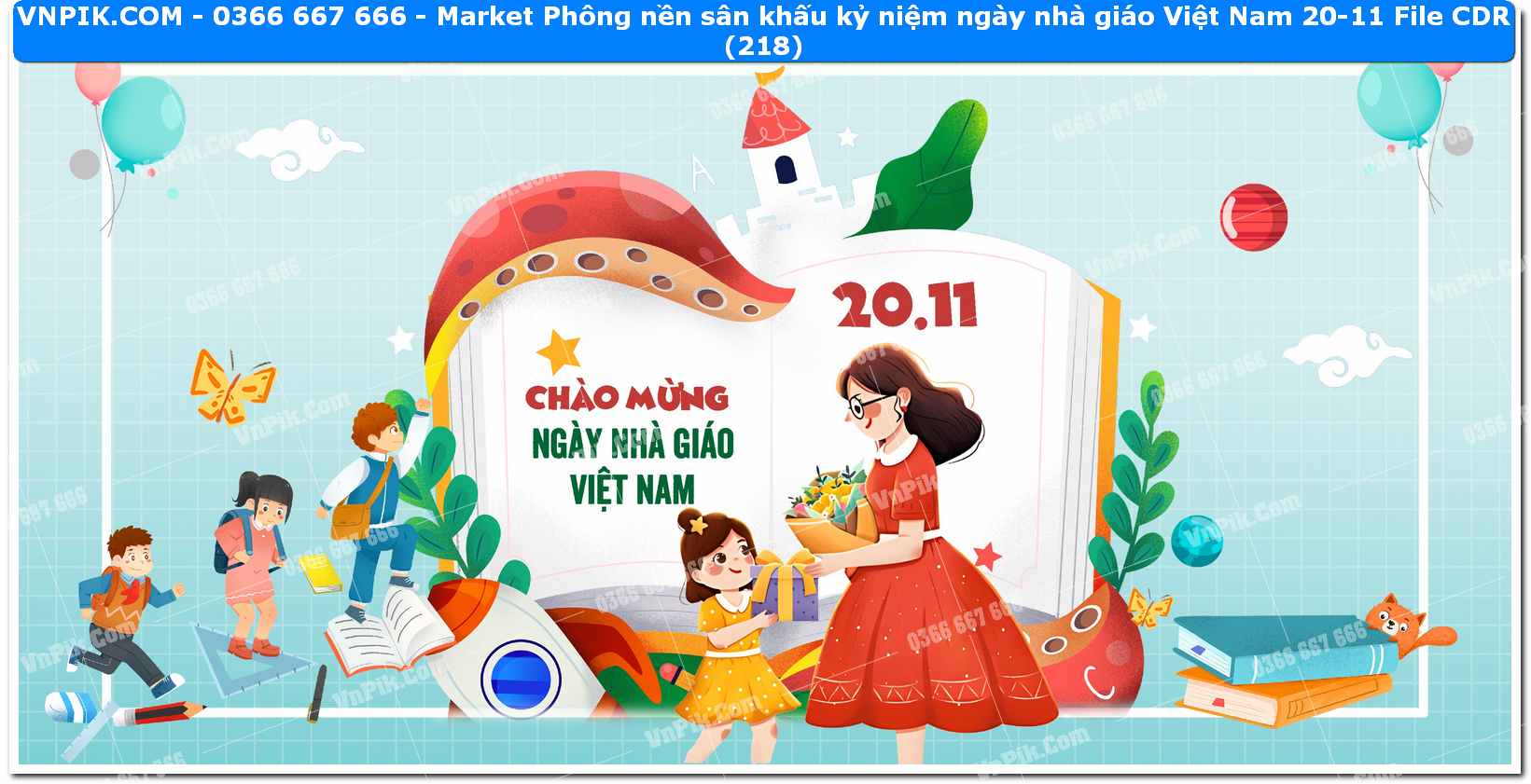 Market Phông nền sân khấu kỷ niệm ngày nhà giáo Việt Nam 20-11 File CDR (218)