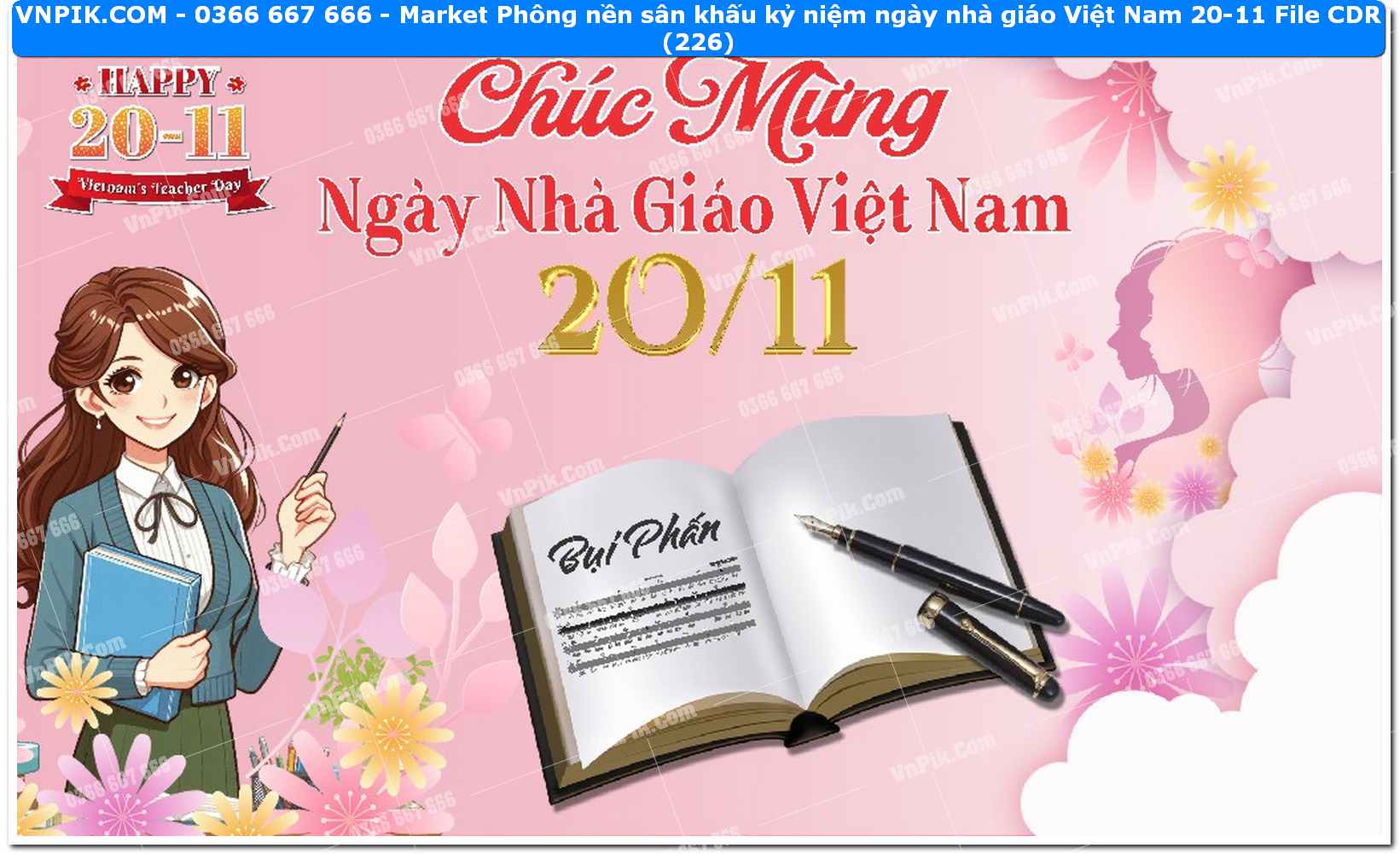 Market Phông nền sân khấu kỷ niệm ngày nhà giáo Việt Nam 20-11 File CDR (226)