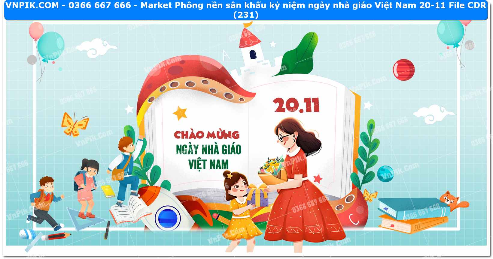 Market Phông nền sân khấu kỷ niệm ngày nhà giáo Việt Nam 20-11 File CDR (231)